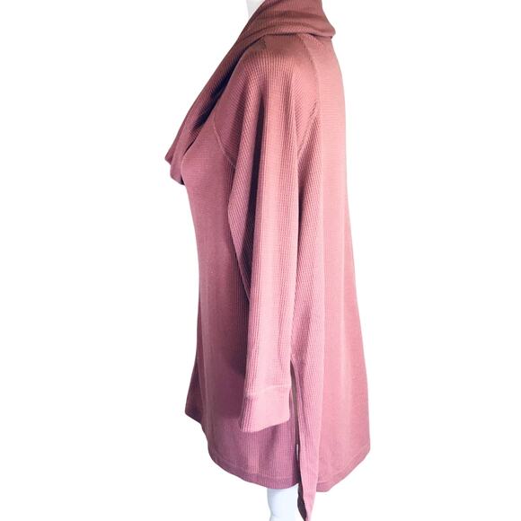 JACK by BB DAKOTA Women's Mauve Thermal Knit Tunic Top Cowl Neck M Boho Barbie - Picture 2 of 7